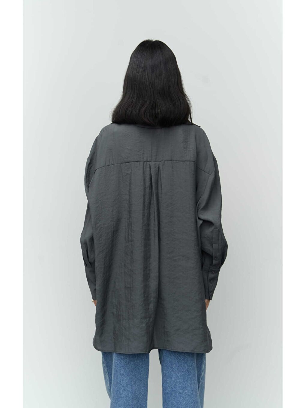 Zaria Antrasit Oversize Gömlek-5