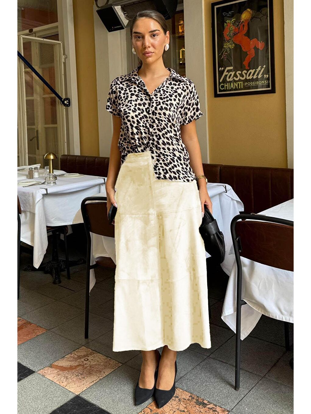 Bej Taş Rengi Süet Uzun Etek Mg2549-5