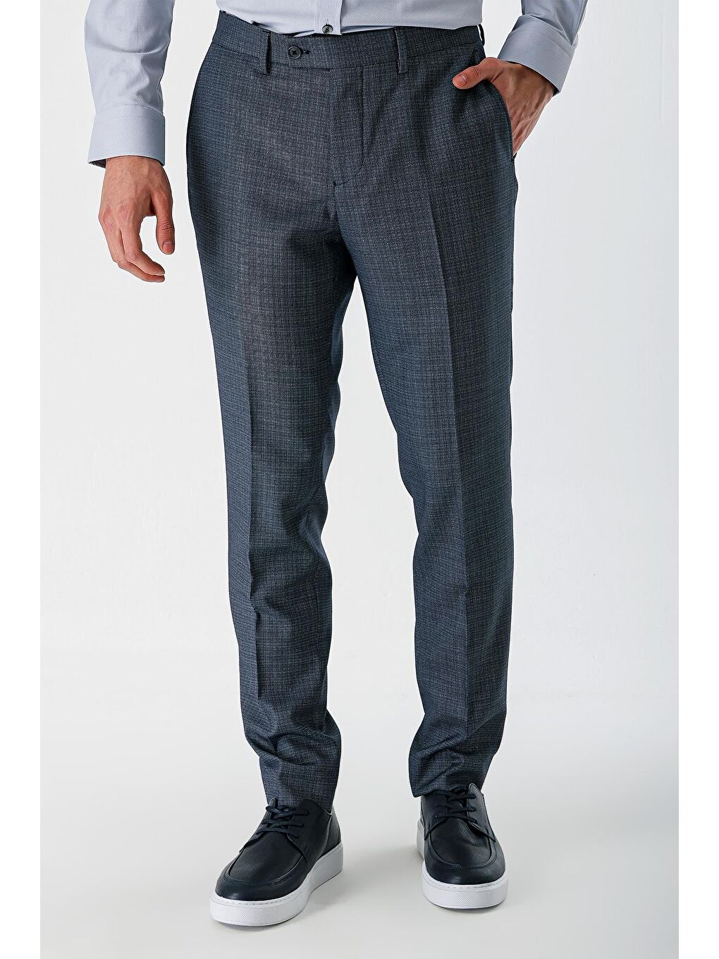 Koyu Lacivert Esnek Yandan Cepli Slim Fit Classic Erkek Pantolon 1003240153