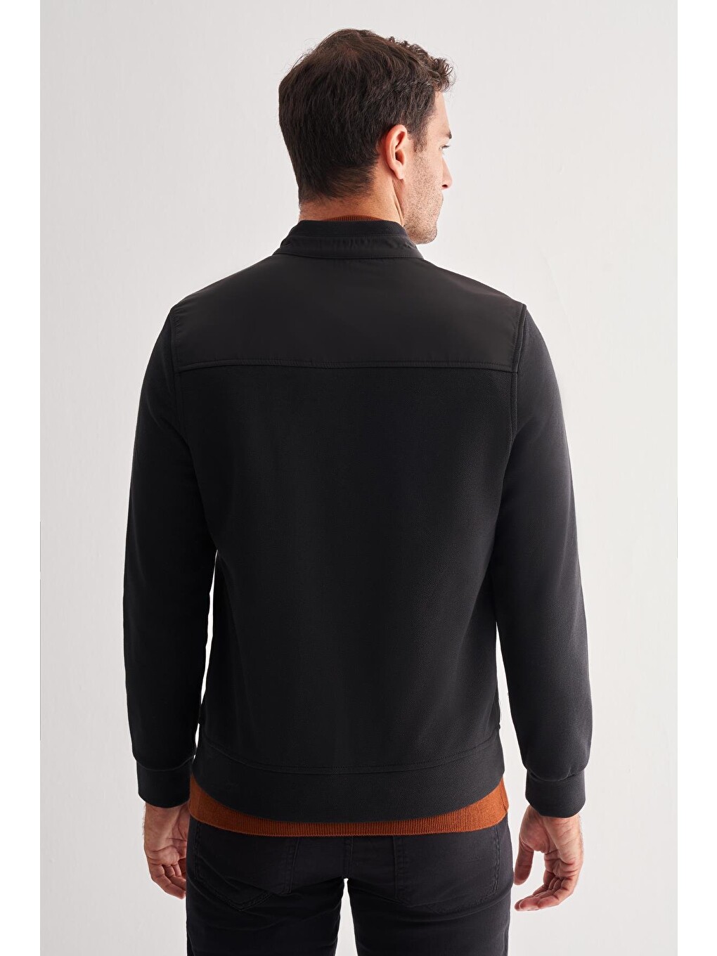 Siyah Dik Yaka Cls Slim Fit Mont 1007255127-4
