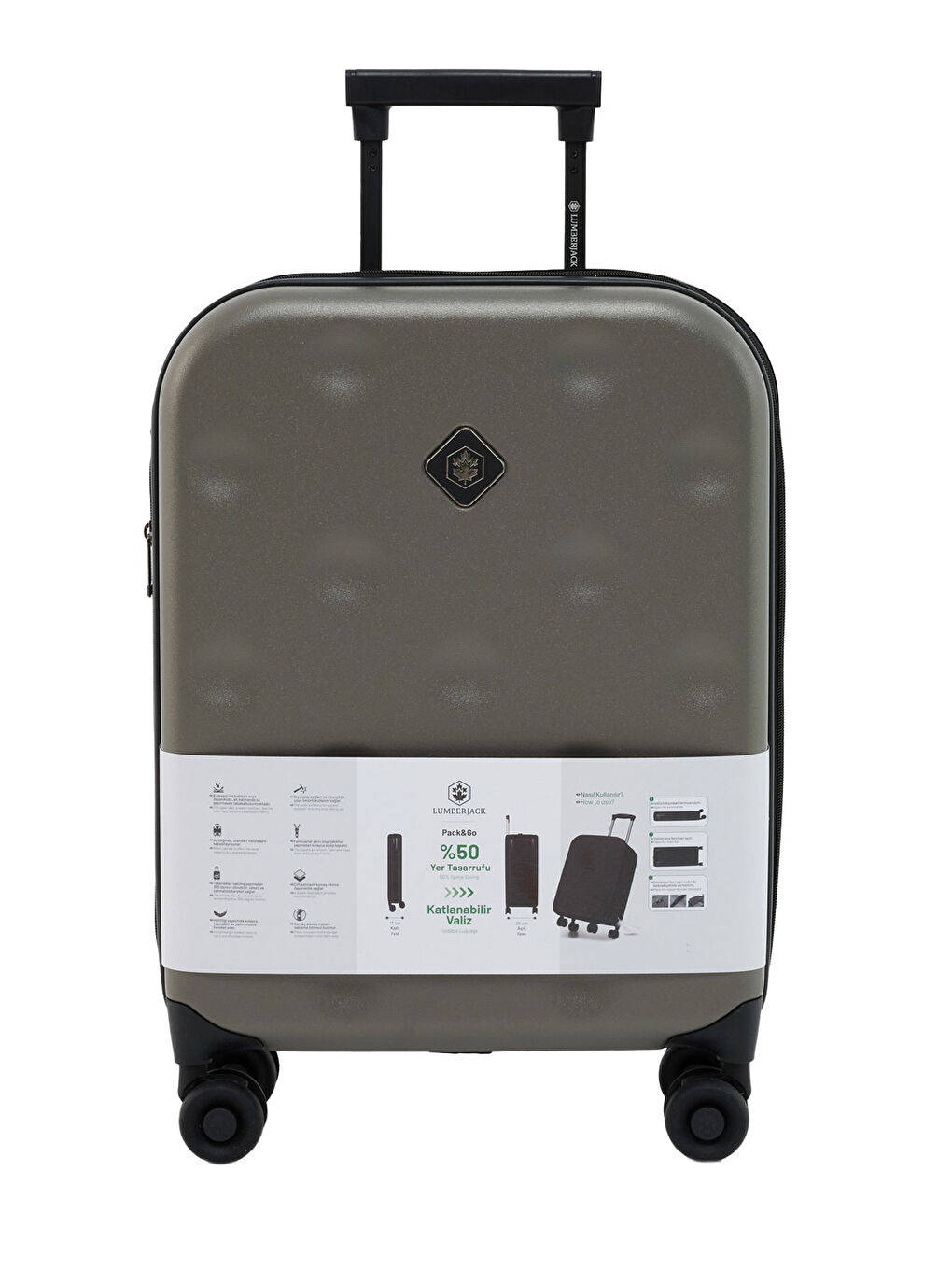 Gri Katlanabilir Valiz -K 5FX Haki Unisex Küçük Boy Valiz