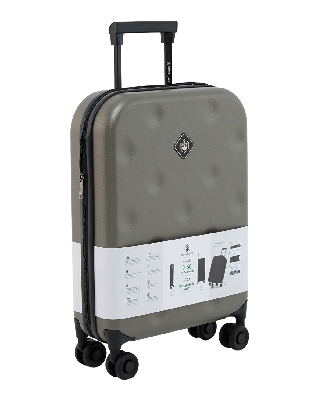 Gri Katlanabilir Valiz -K 5FX Haki Unisex Küçük Boy Valiz-1