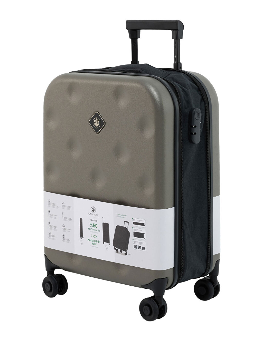 Gri Katlanabilir Valiz -K 5FX Haki Unisex Küçük Boy Valiz-2