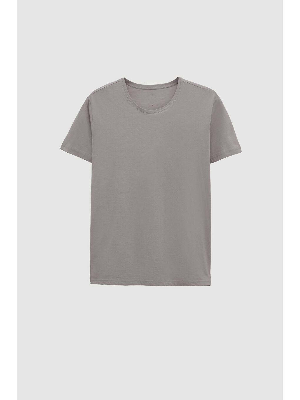 Slim Fit Gri Bisiklet Yaka %100 Pamuklu Nefes Alabilen T-Shirt-4