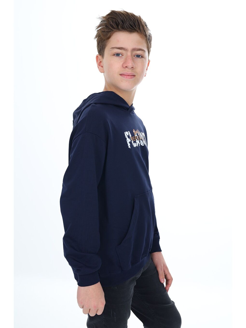 Lacivert Erkek Çocuk Baskılı Sweatshirt-1