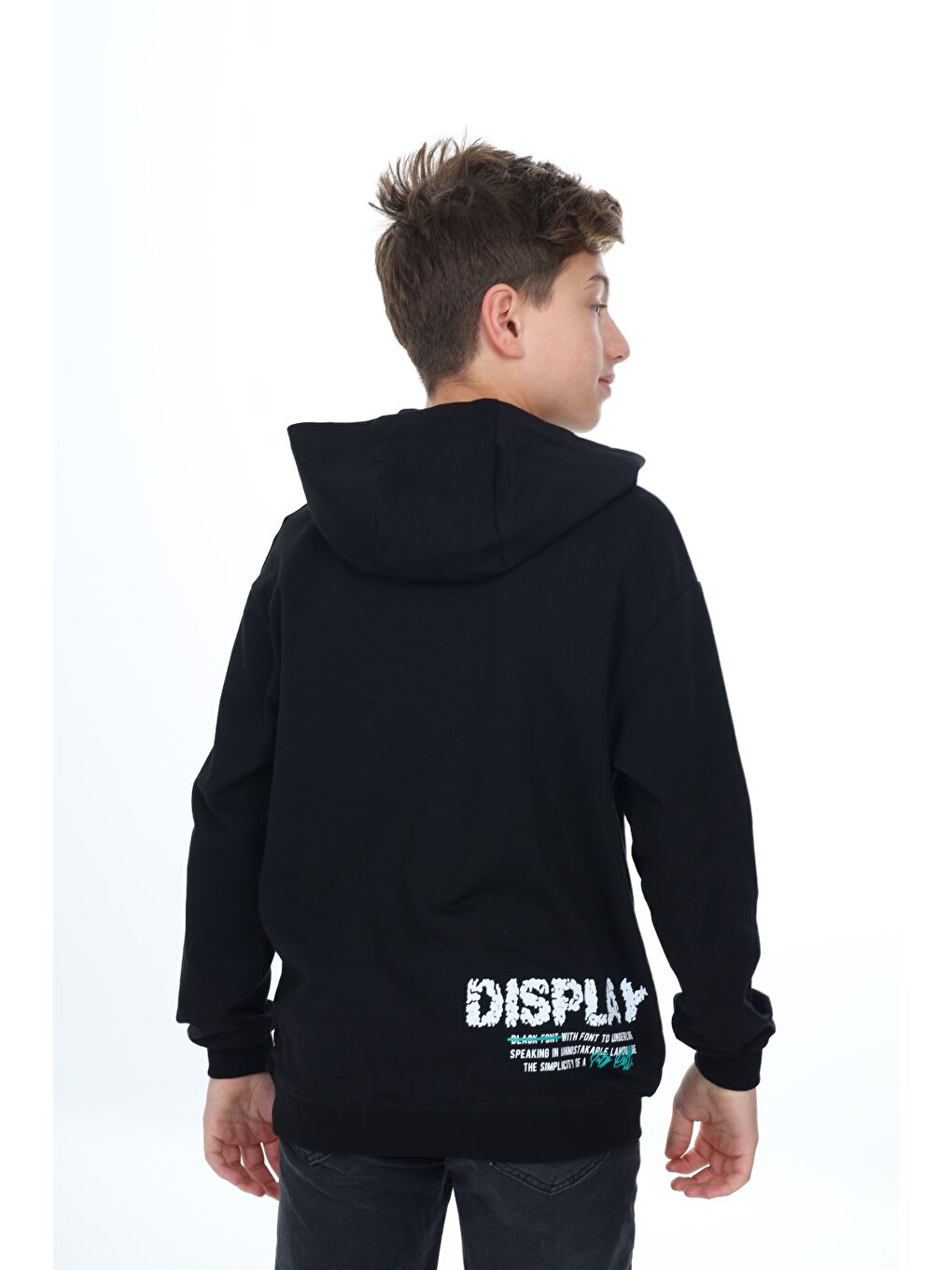 Siyah Erkek Çocuk Baskılı Sweatshirt-3