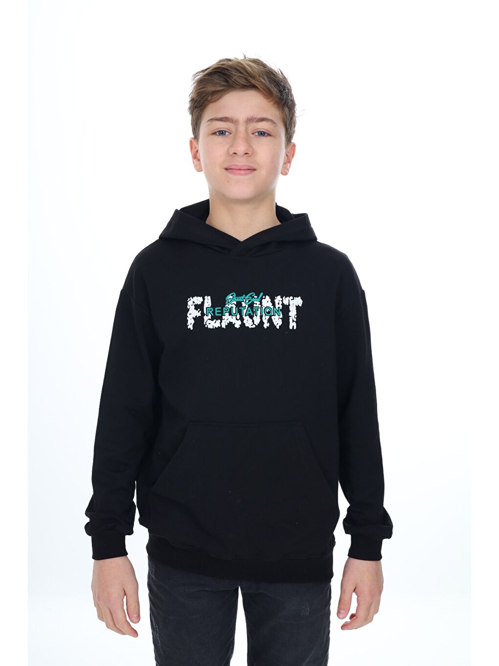 Siyah Erkek Çocuk Baskılı Sweatshirt-4