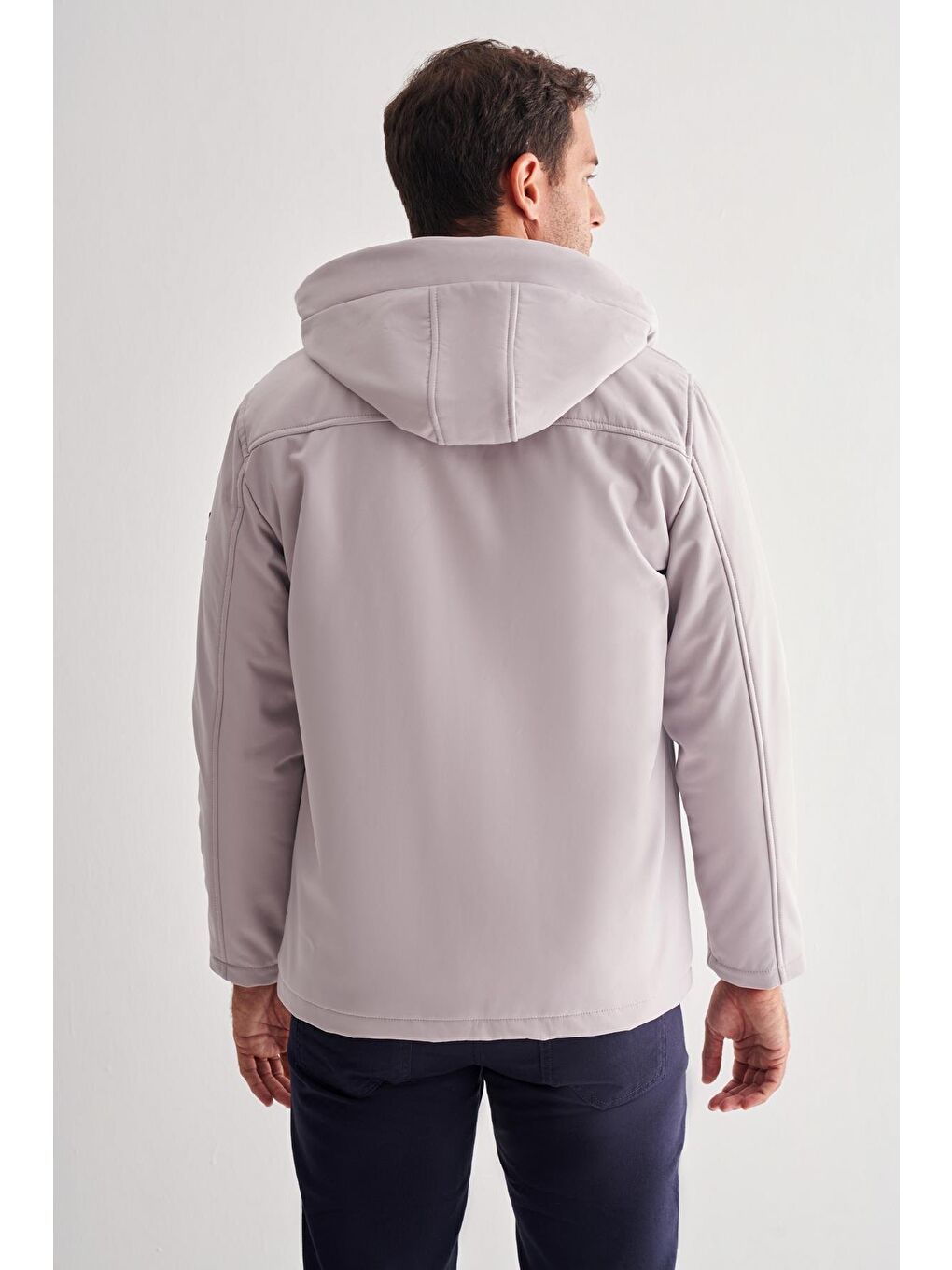 Bej Taş Rengi Dik Yaka Çıkma Kapüşonlu Slim Fit Casual Mont 1007255131-4