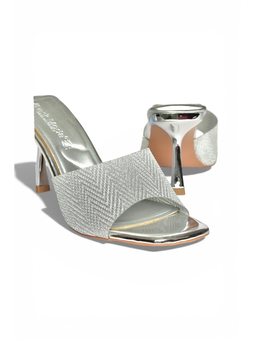 Gri Gümüş Kadın Topuklu Ayakkabı Y820179134-2