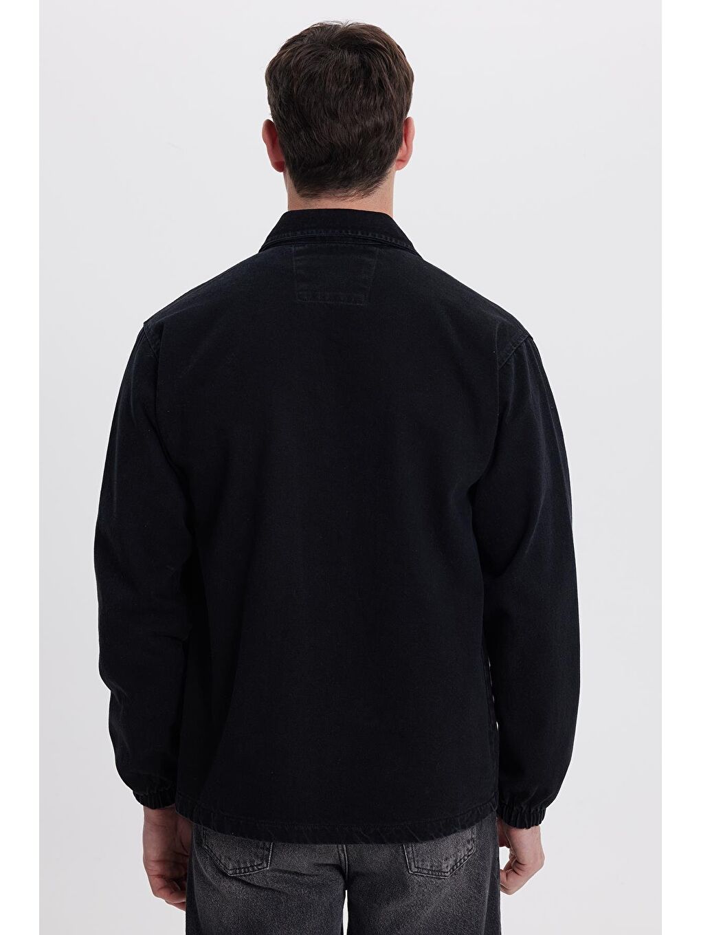 Erkek Relax Fit Rahat Kesim Çift Cep Denim Siyah Jean Mont Ceket-6