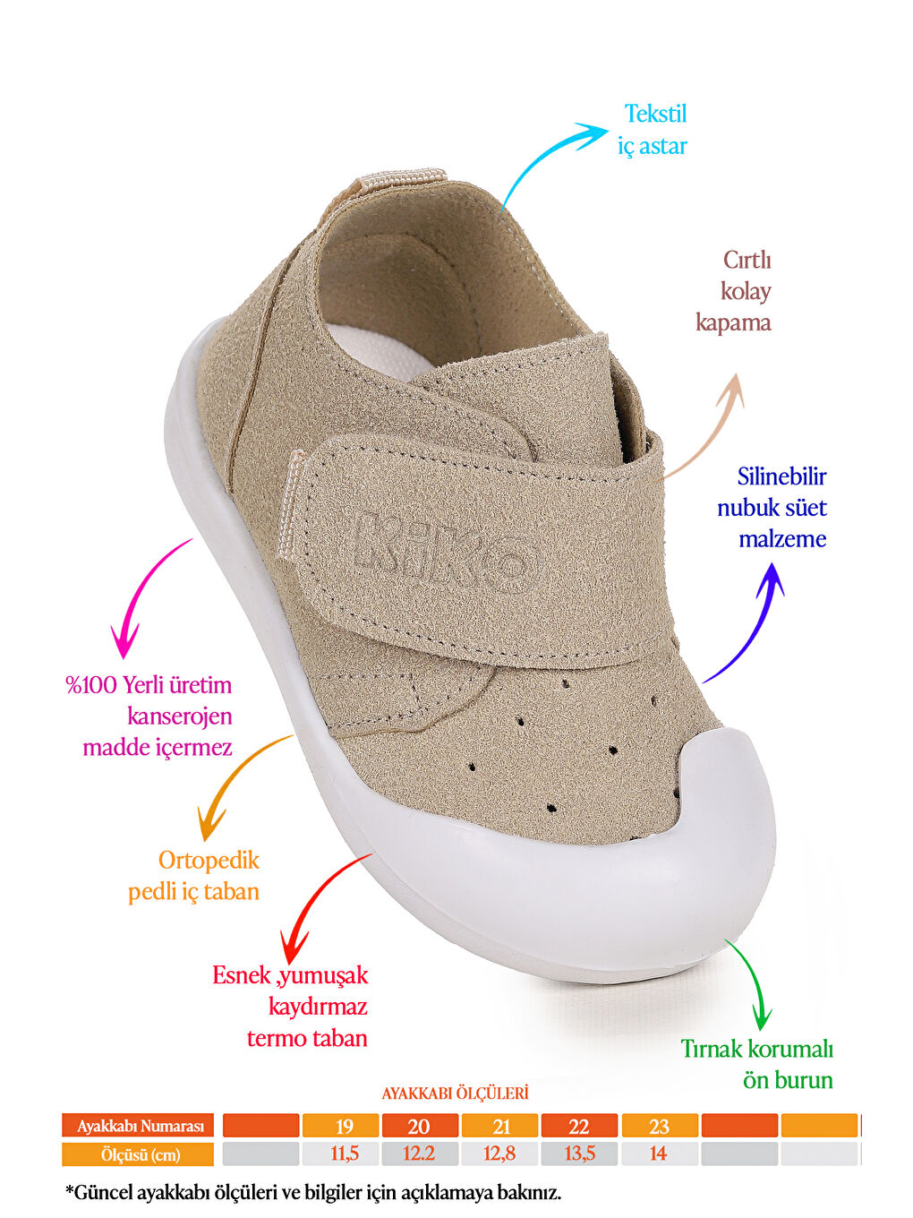 Bej Rosie İlk Adım Cırtlı Kız Bebek Günlük Ayakkabı-1