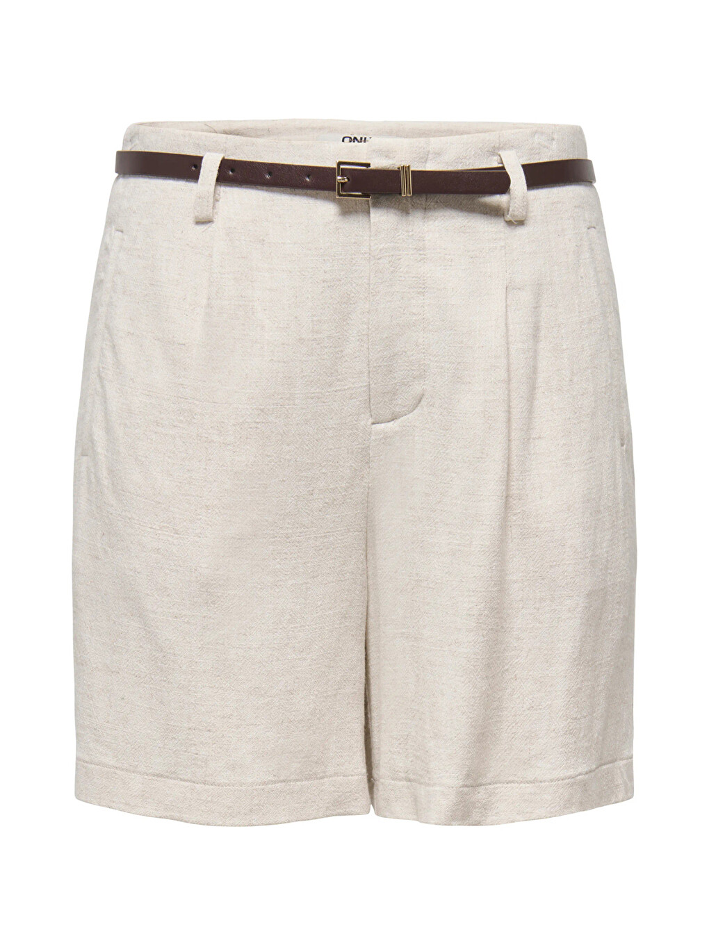 Bej Onlsiesta Keten Karışımlı Regular Fit Kemer Detaylı Short 15367413-4