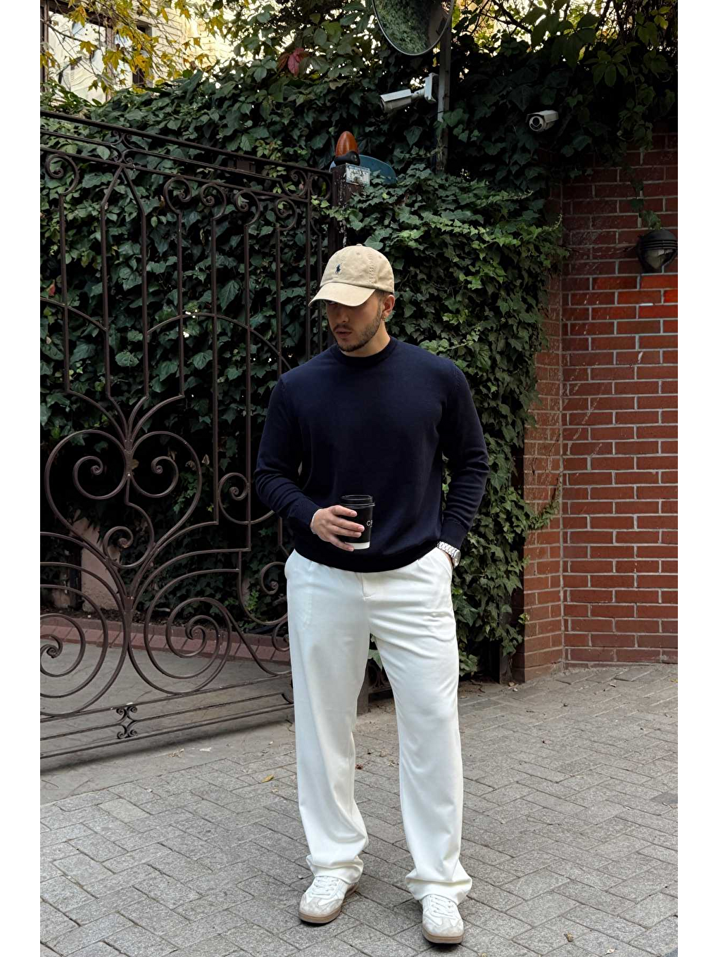 Lacivert Acton Erkek %100 Organik Pamuk Bisiklet Yaka Triko Kazak-5