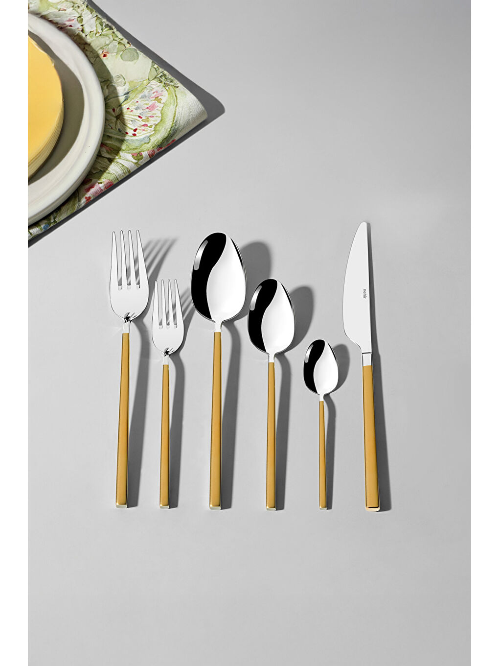 Sarı Gloria Altın Saten 12 Kişilik 72 Parça Kutulu Çatal Kaşık Bıçak Takımı-4