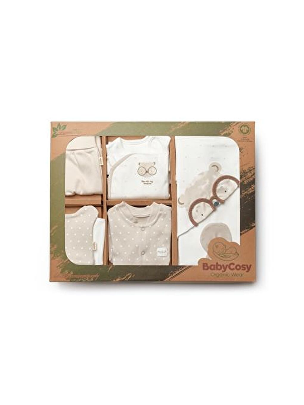 Ekru Bebek 10'lu Hastane Çıkışı Set %100 Organic Pamuk Yenidoğan Serisi - CSY8125-1