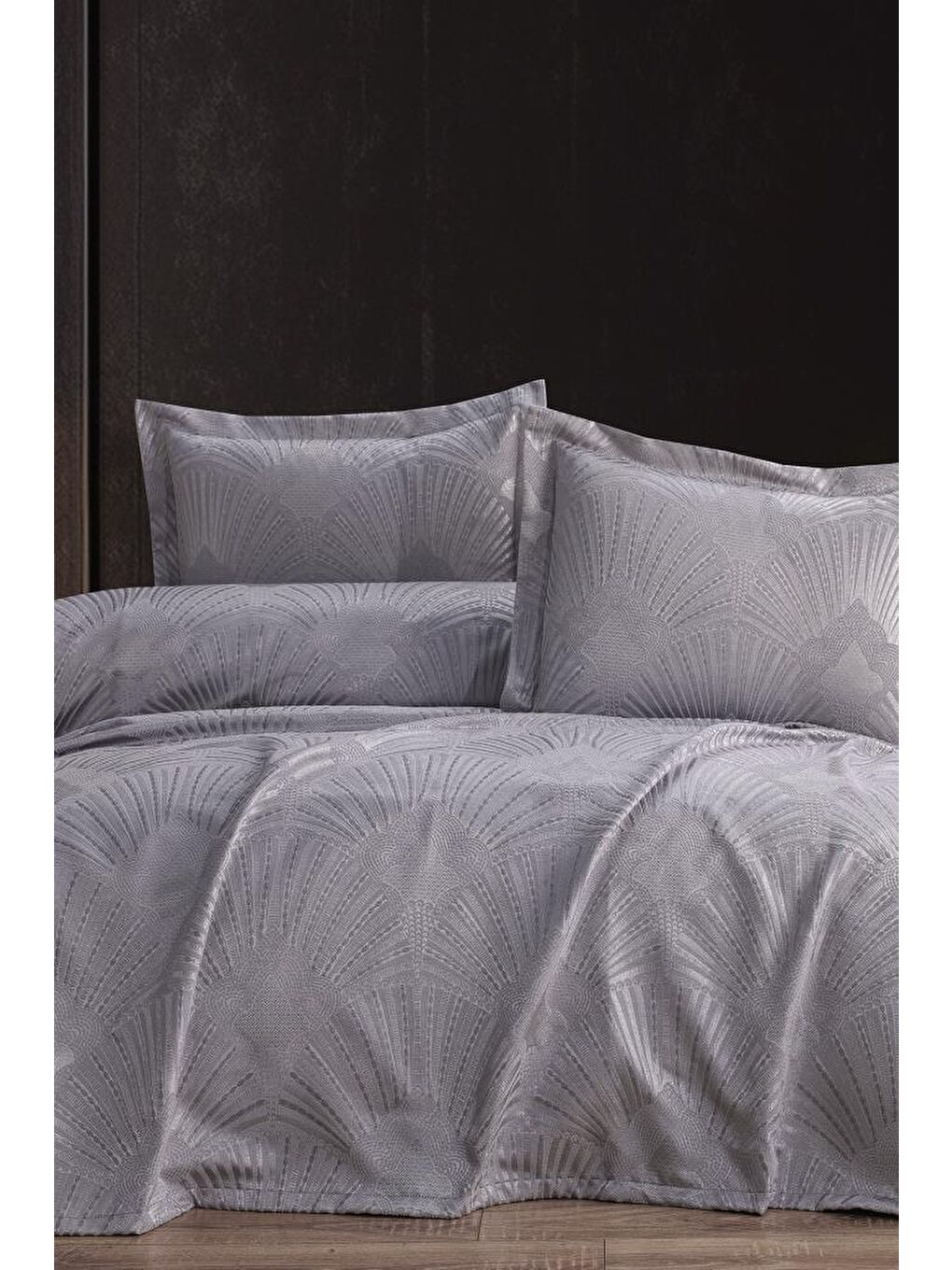 Firdevs 3 Parça Çift Kişilik Pike Takımı 240x260 Gri