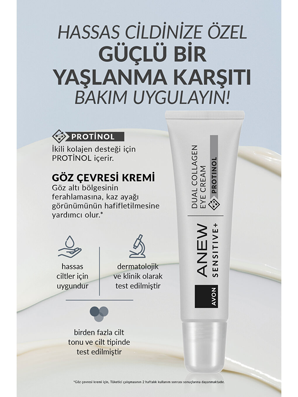 AVON Anew Sensitive+ Dual Collagen Göz Kremi ve Silikon Kırışıklık Pedi Paketi - 4