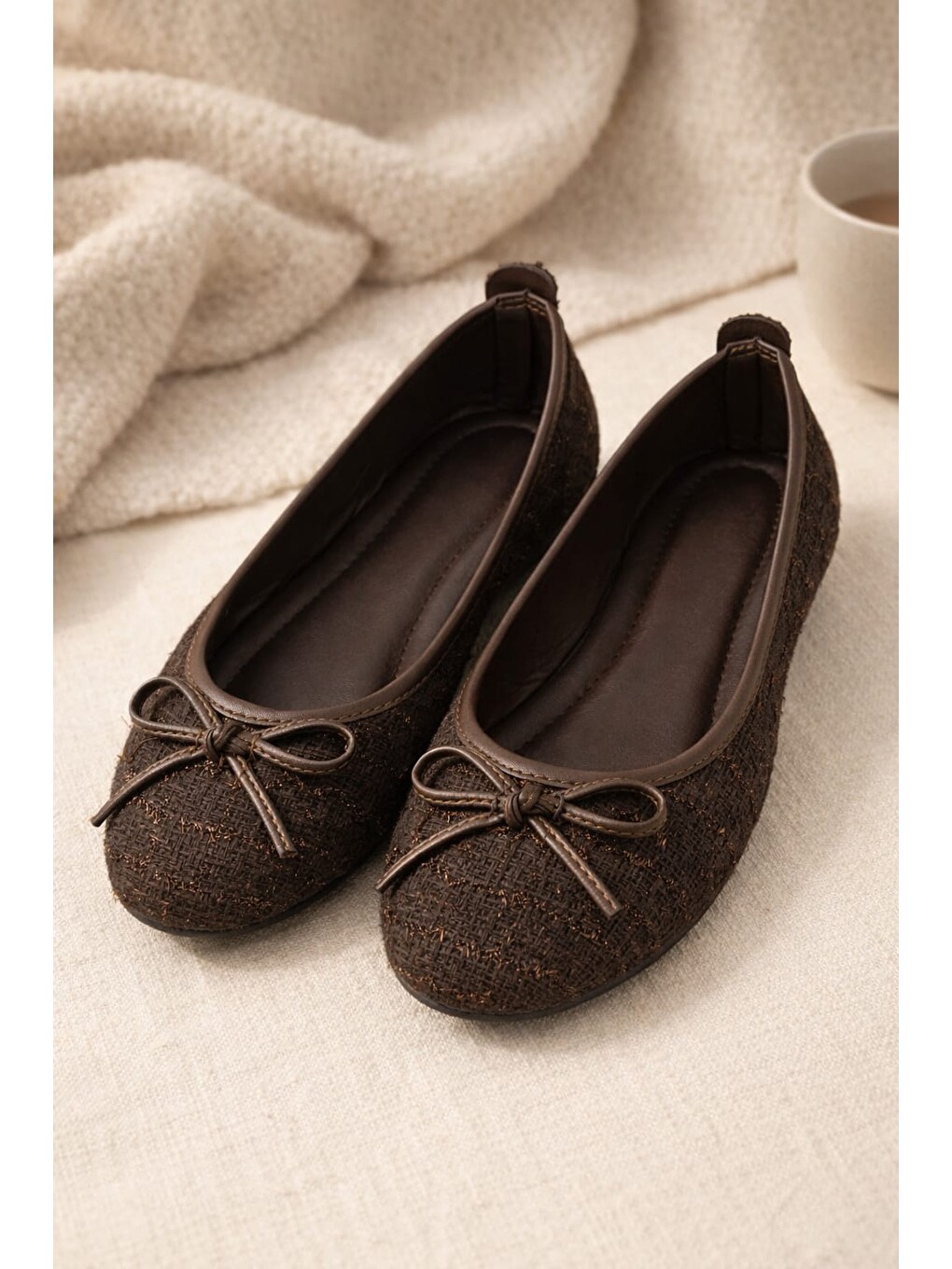 Kahverengi Tüvit Kumaş  Babet Tokalı Ortopedik Taban Günlük Ayakkabı-5
