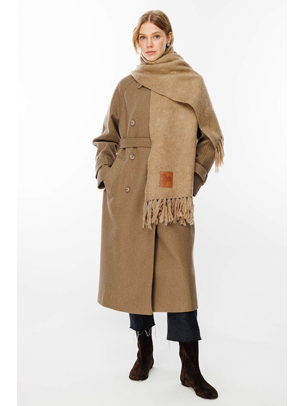 HOOOPSTORE Kahverengi Şardonlu Camel Atkı - 1