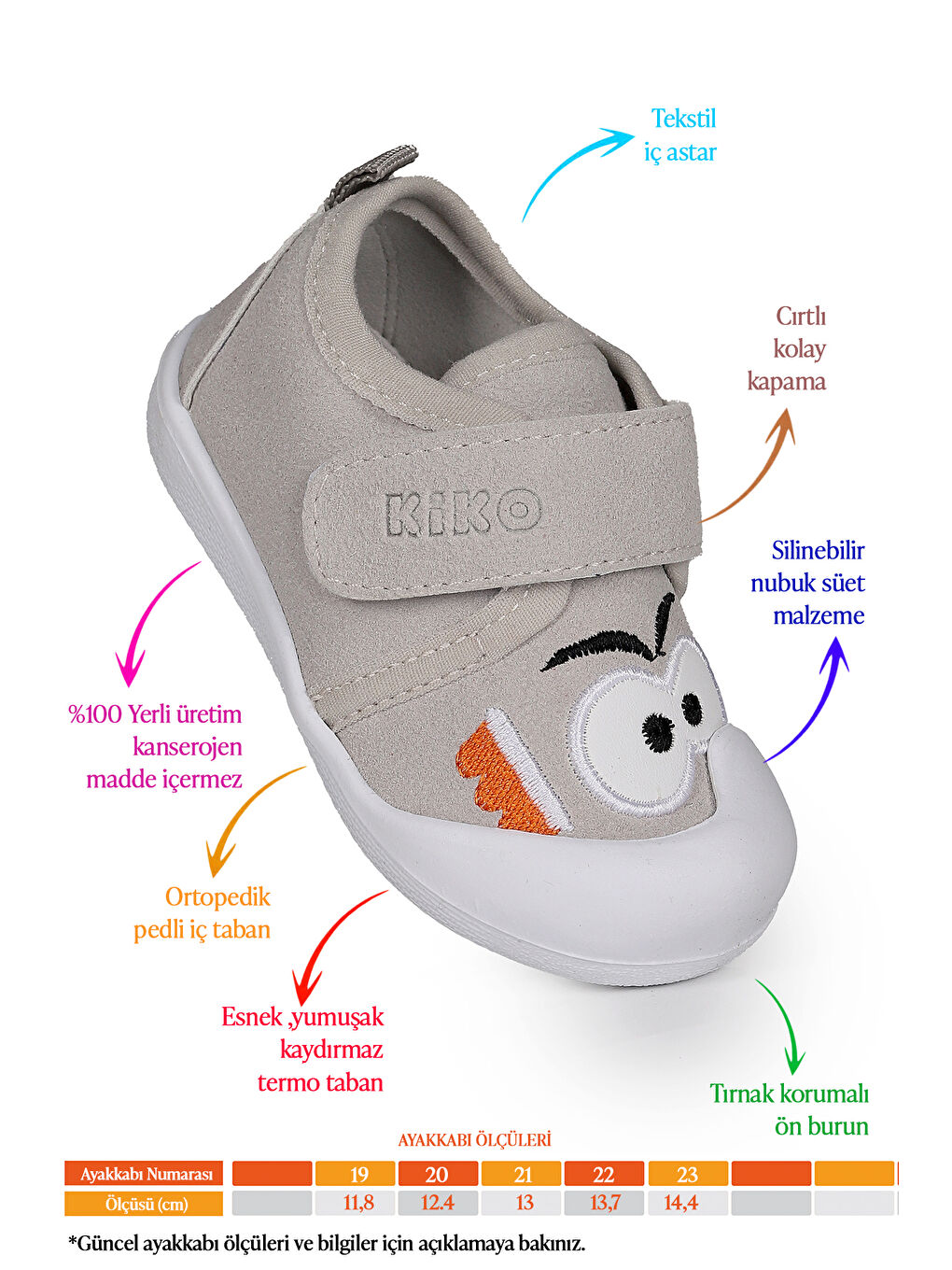 Gri Cookie Cırtlı Kız Bebek İlk Adım Ortopedik Günlük Ayakkabı-1