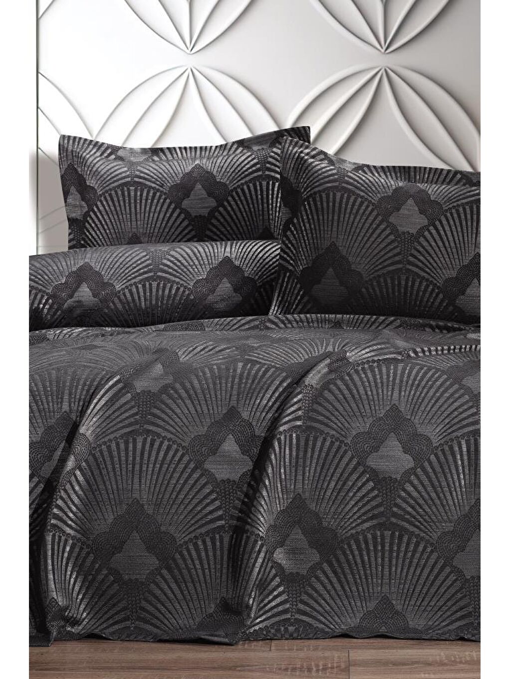 Firdevs 3 Parça Çift Kişilik Pike Takımı 240x260 Antrasit