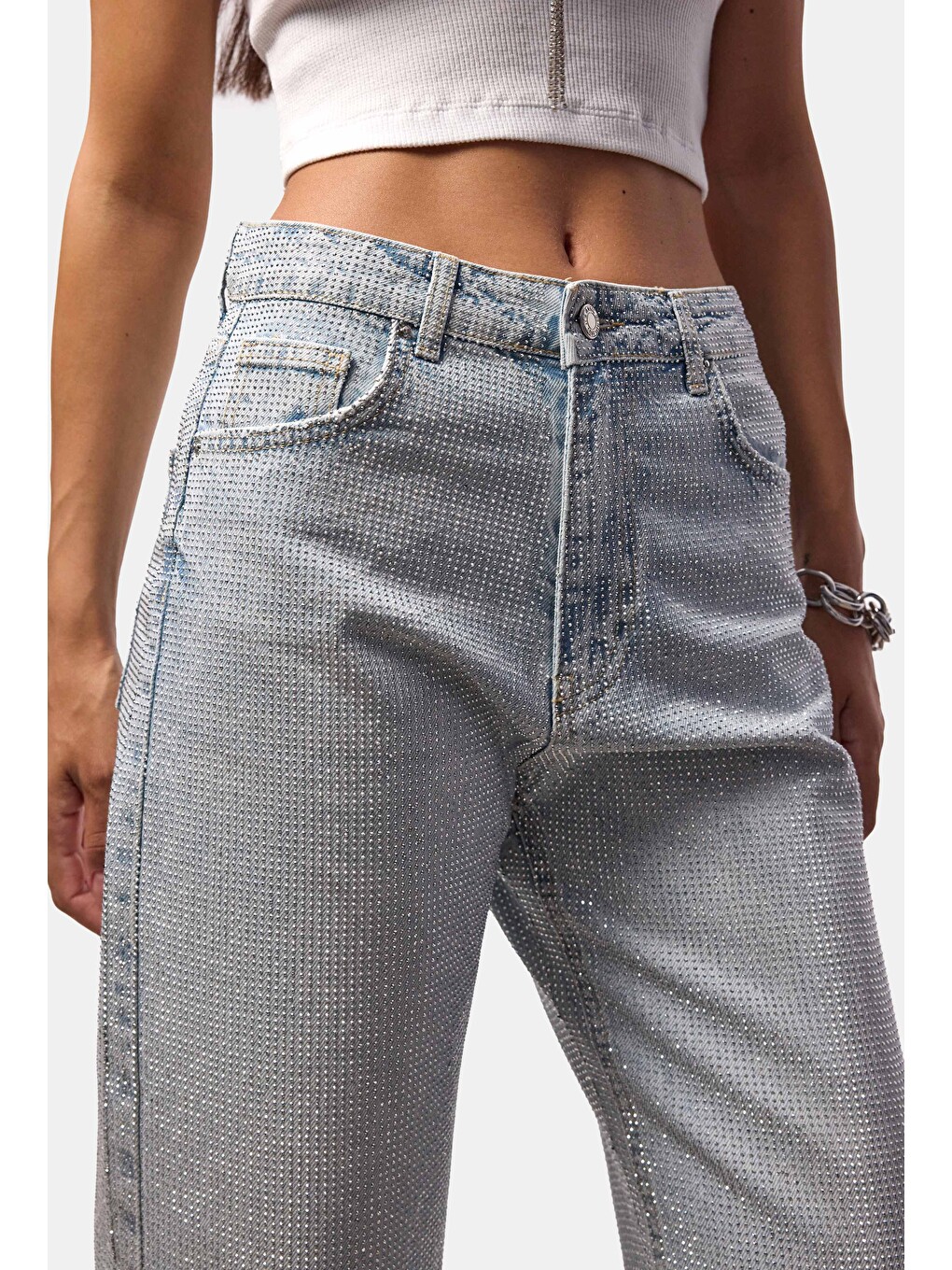 Mavi Kadın Ice T-4s6-3 Straight Fit Parlak Taşlı Özel Tasarım Denim Jean-4