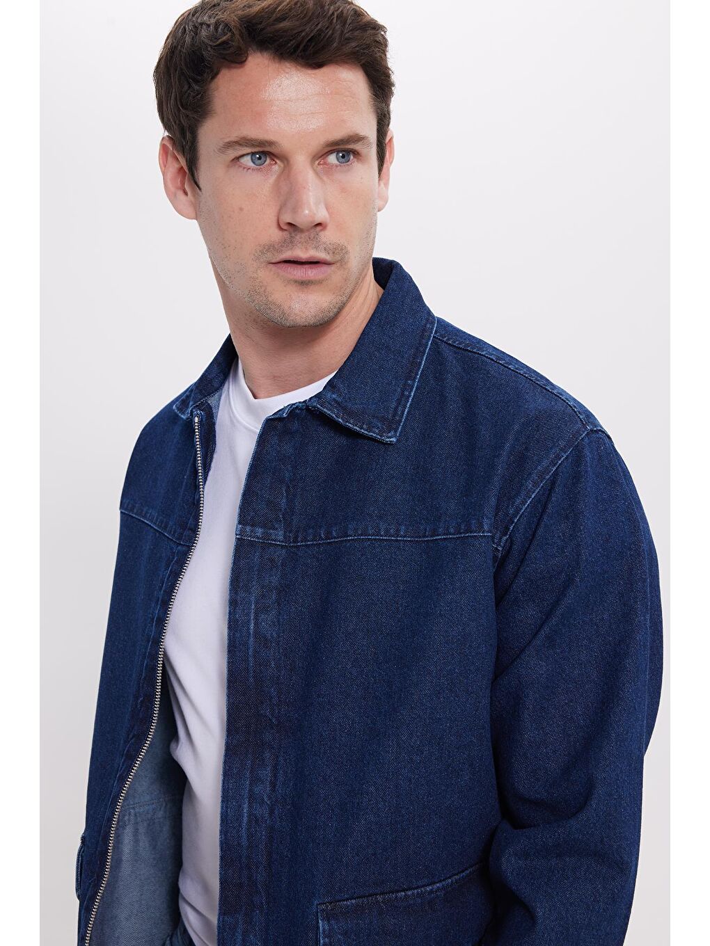 Erkek Relax Fit Rahat Kesim Çift Cep Denim Lacivert Jean Mont Gömlek-1