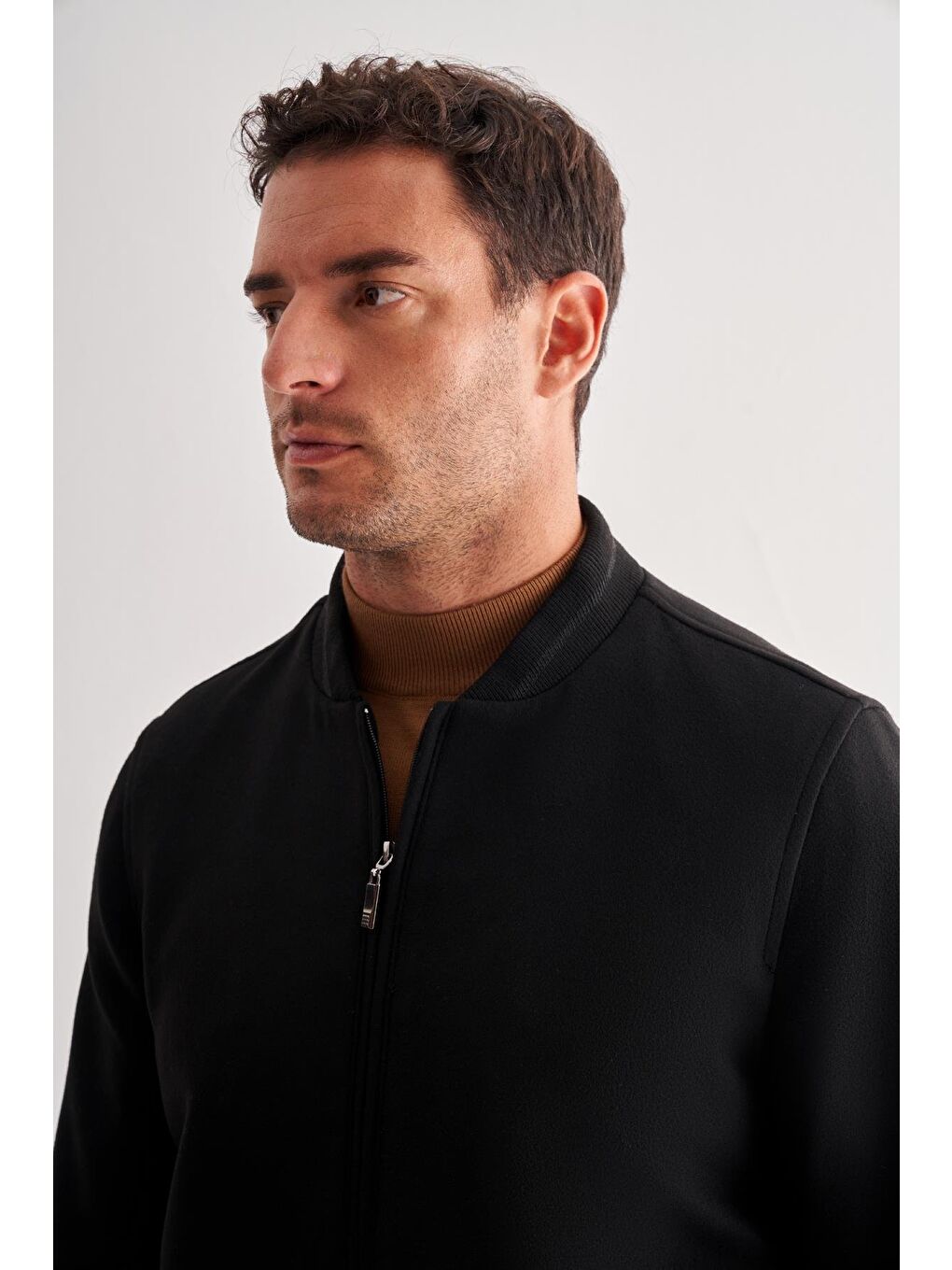 Siyah Kaşe Kolej Yaka Düz Yırtmaçsız Tam Astar Comfort Fit Classic Mont 1007245159-3