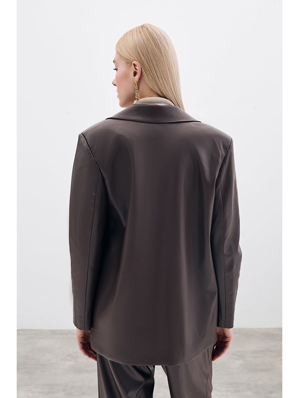 Kahverengi Salaş Deri Ceket - Kahve-7