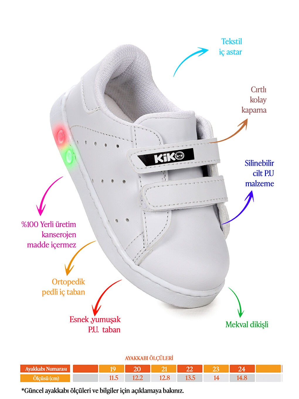 Beyaz Royzo Cırtlı Işıklı Kız Çocuk Spor Ayakkabı-1