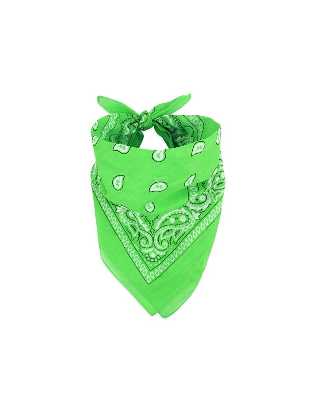 Yeşil Neon Renkli Pamuk Kare Bandana