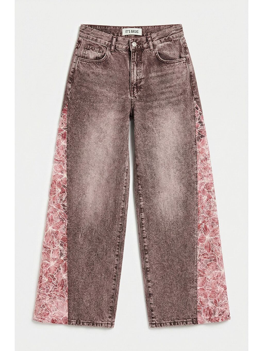 Mavi Kadın Jean Rengi 4s6-157 Palazzo Fit Gül Dantel Detaylı Özel Tasarım Denim Jean-1