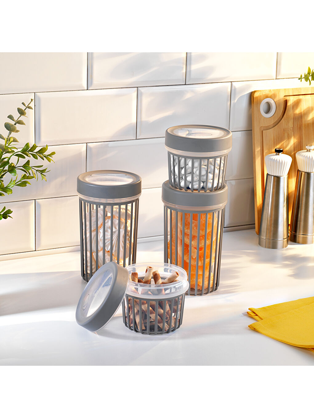 Lane 4 lü Saklama Kabı-Gri