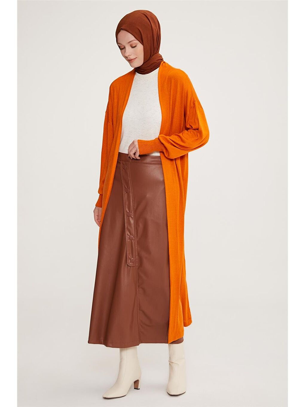 Turuncu Hırka 22Kd4245 Yanık Oranj-1