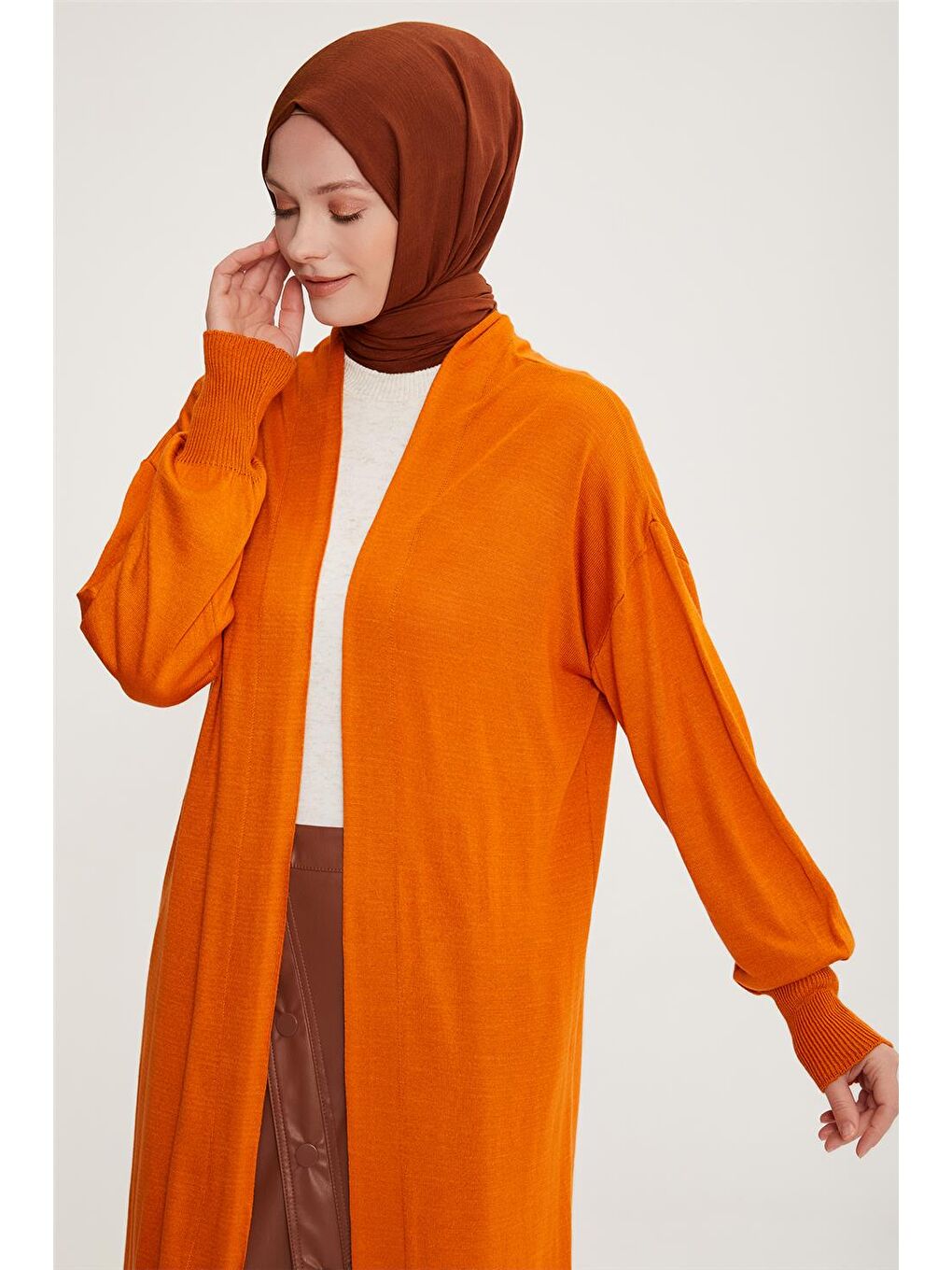 Turuncu Hırka 22Kd4245 Yanık Oranj-2