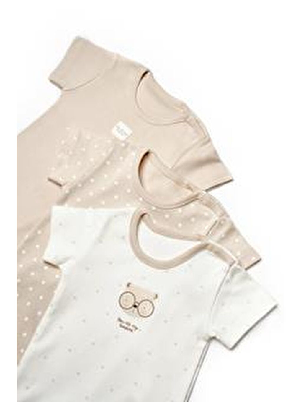 Ekru Bebek 3'lü Kısa Kol Body, %100 Organik Pamuk, Bebek ve Yenidoğan Serisi -CSY8121-8