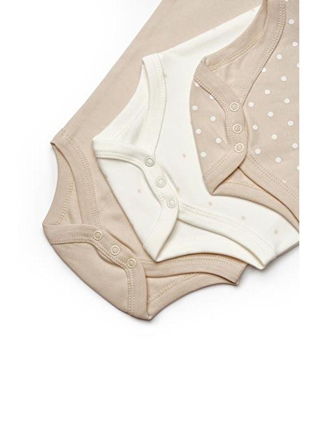 Ekru Bebek 3'lü Kısa Kol Body, %100 Organik Pamuk, Bebek ve Yenidoğan Serisi -CSY8121-9