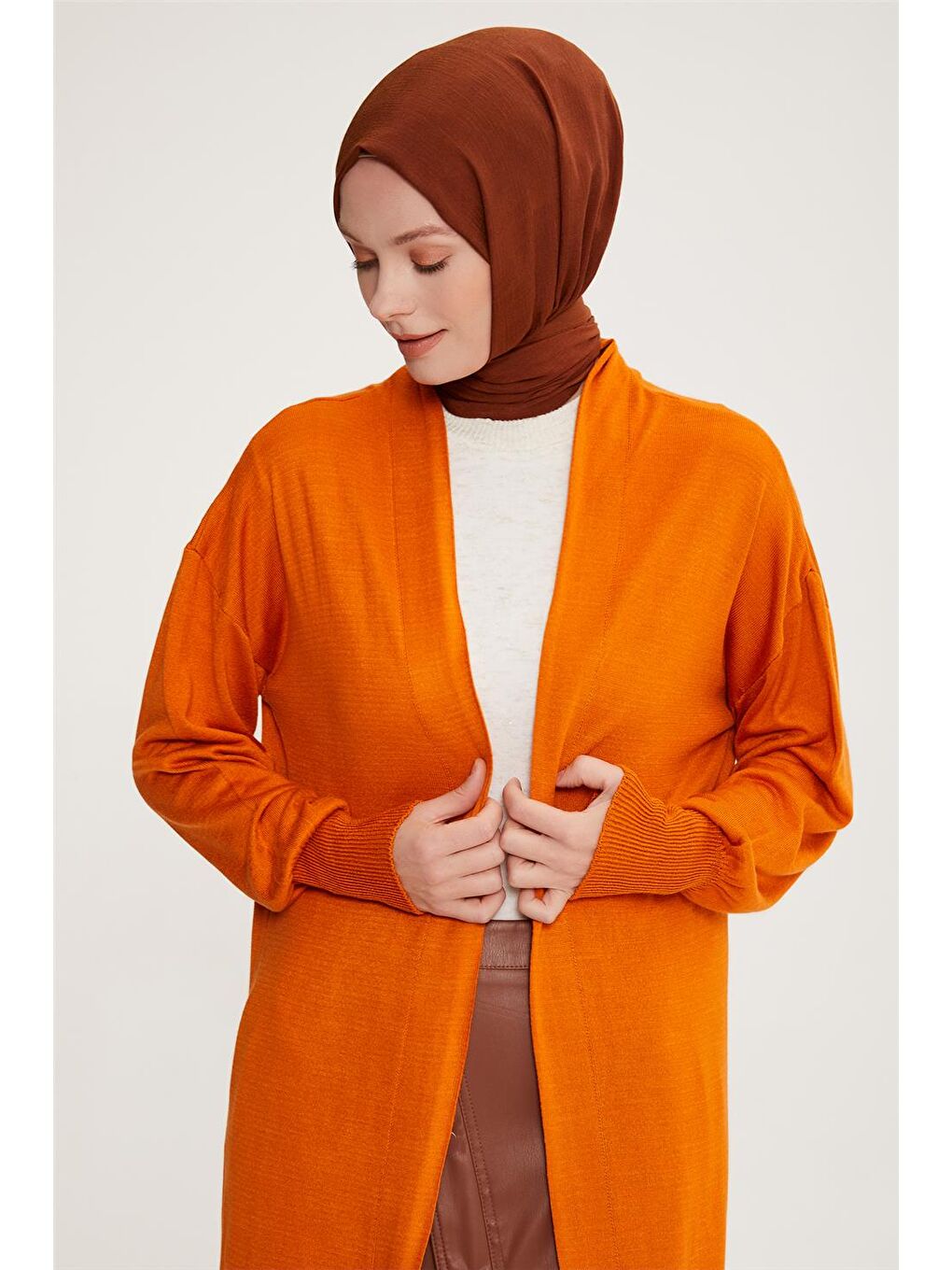 Turuncu Hırka 22Kd4245 Yanık Oranj-3