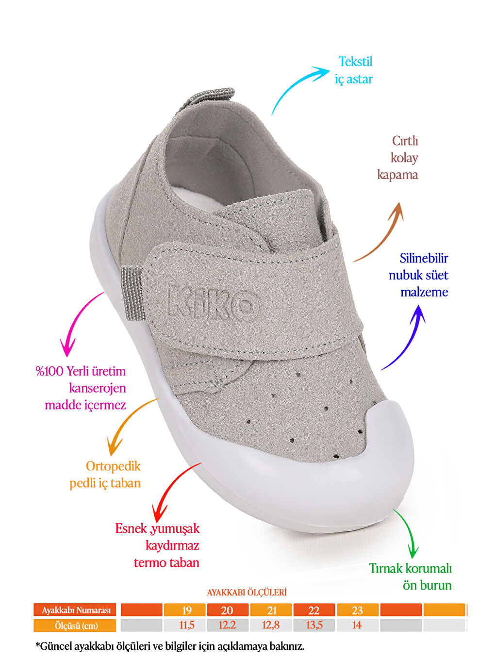 Gri Rosie İlk Adım Cırtlı Kız Bebek Günlük Ayakkabı-1