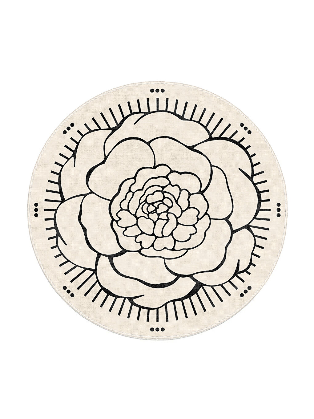 Ekru Dekoratif Salon Halısı, Makinada Yıkanabilir, Kaymaz Taban, İnce & Modern Tasarım