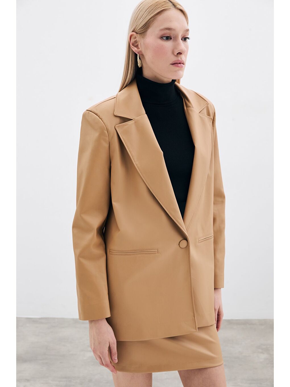 Salaş Deri Ceket - Bej-1