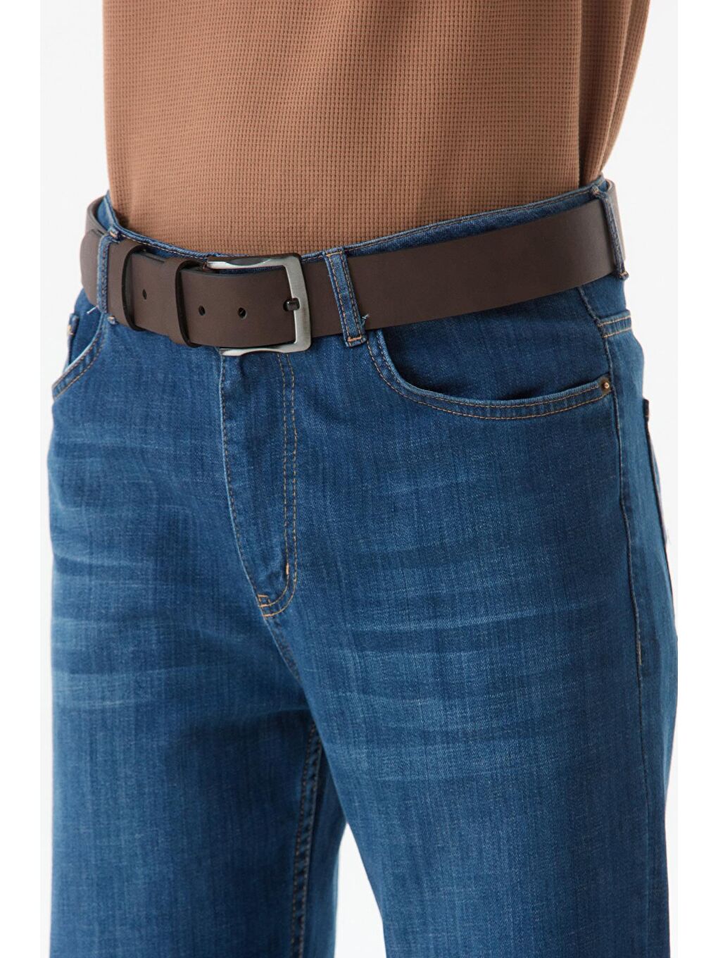 Kahverengi Spor Suni Deri Kemer-1