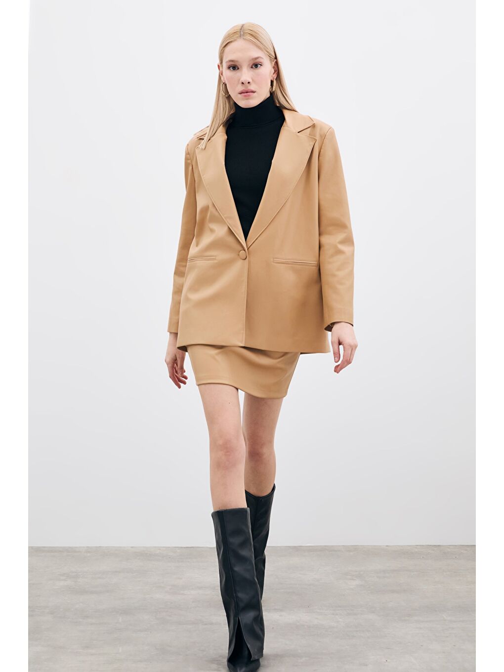 Salaş Deri Ceket - Bej-4