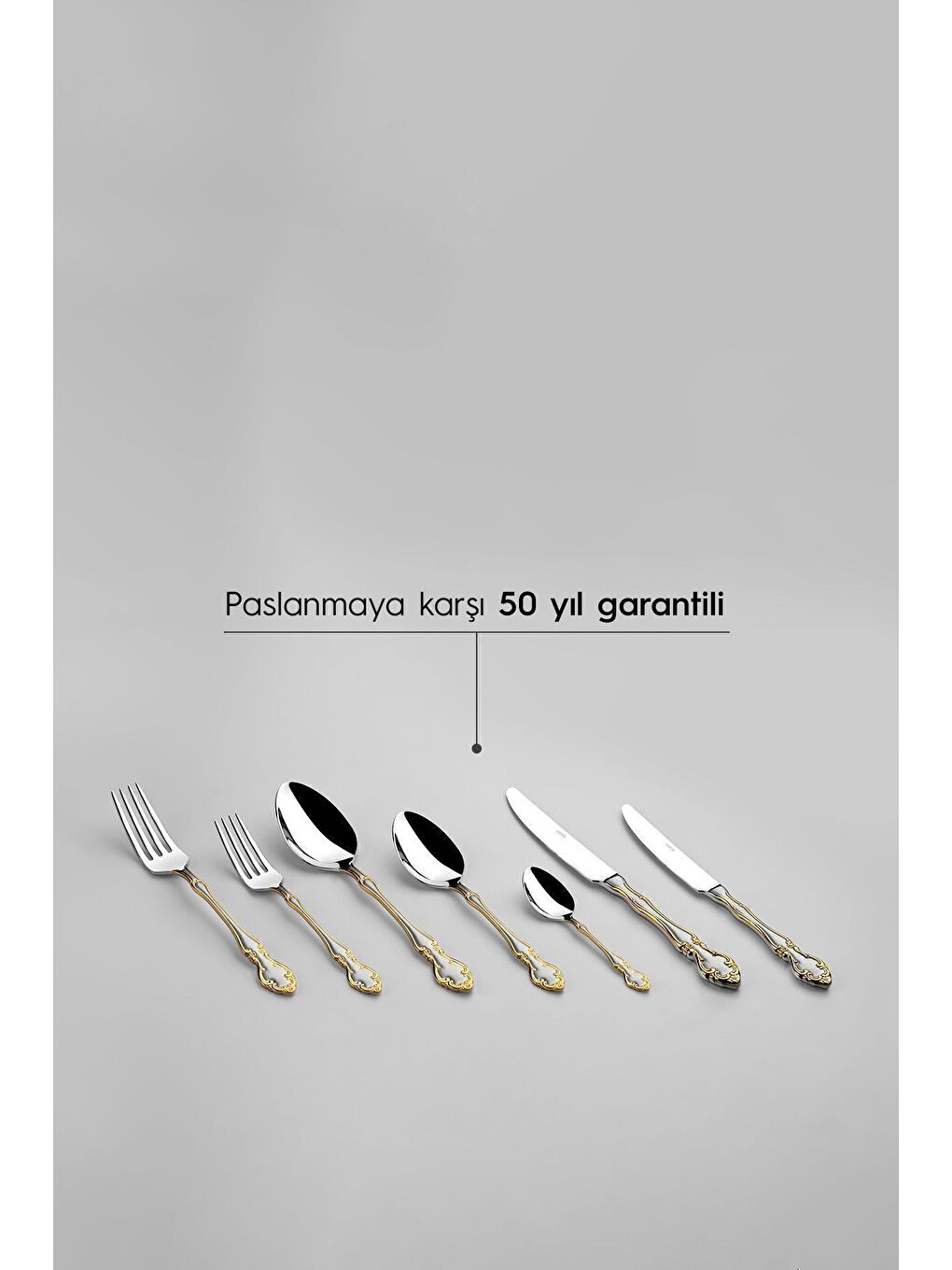 Sarı Adriana Altın Saten 12 Kişilik 84 Parça Kutulu Çatal Kaşık Bıçak Takımı-3