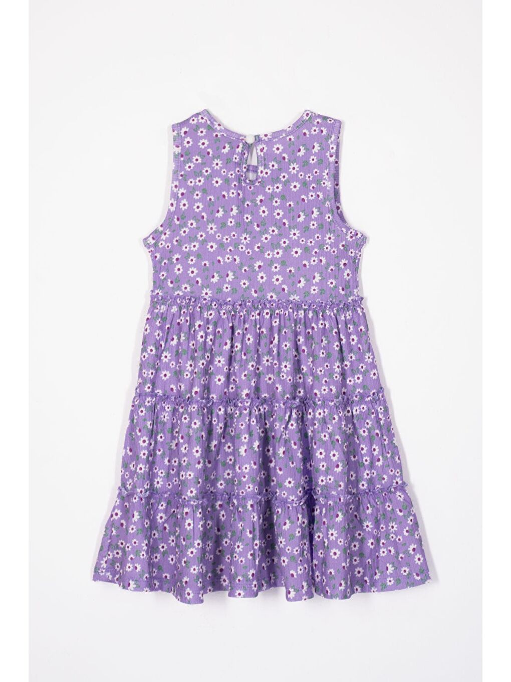Bisiklet Yaka Sıfır Kol Şapka Aksesuarlı Lila Renk Kız Çocuk Elbise-1