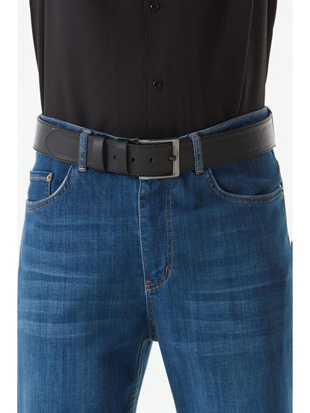 Siyah Spor Suni Deri Kemer