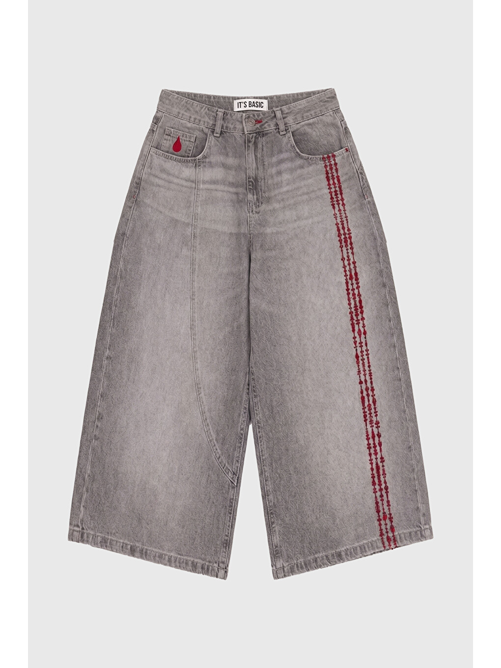Gri Kadın Füme 4s6-13 Süper Baggy Nakışlı Özel Tasarım Jort-6