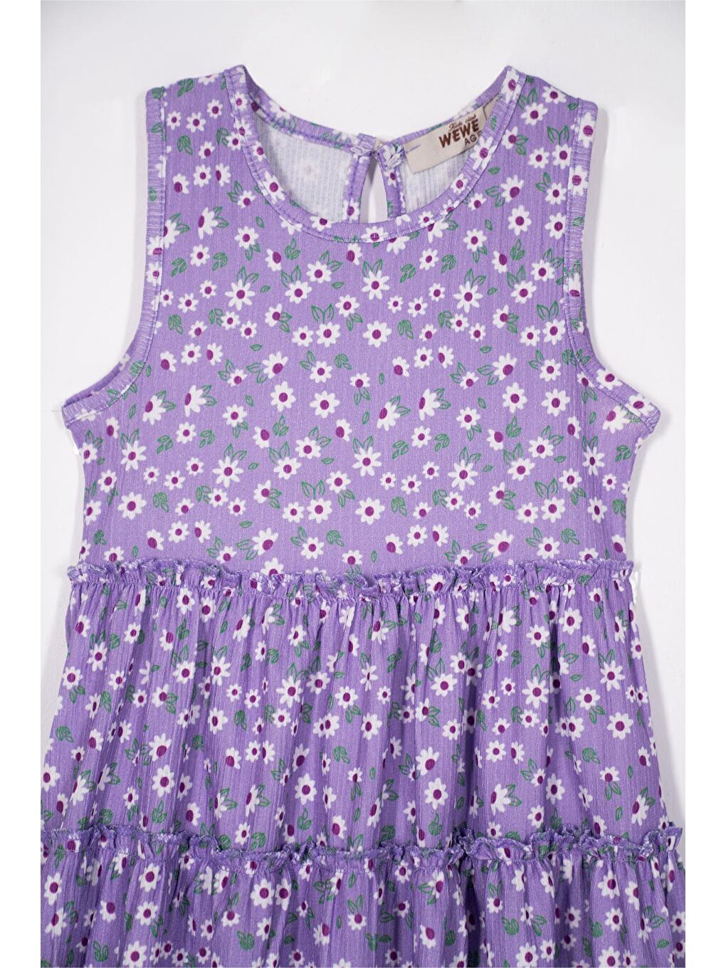 Bisiklet Yaka Sıfır Kol Şapka Aksesuarlı Lila Renk Kız Çocuk Elbise-2