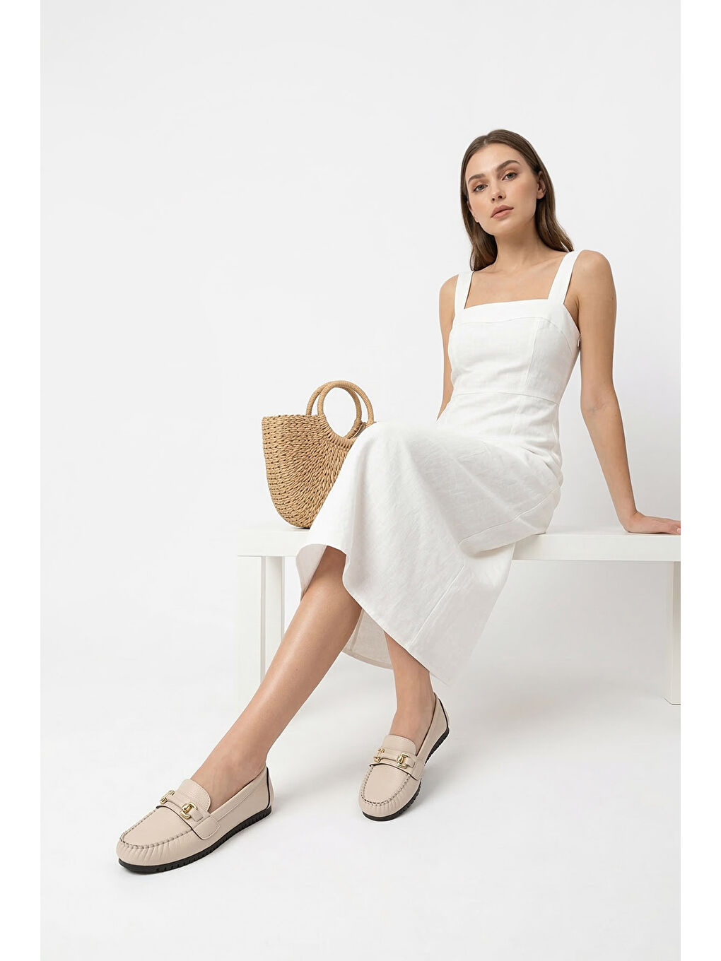 Bej Kadın YENİ BEJ Düz Taban Tokalı Babet-3