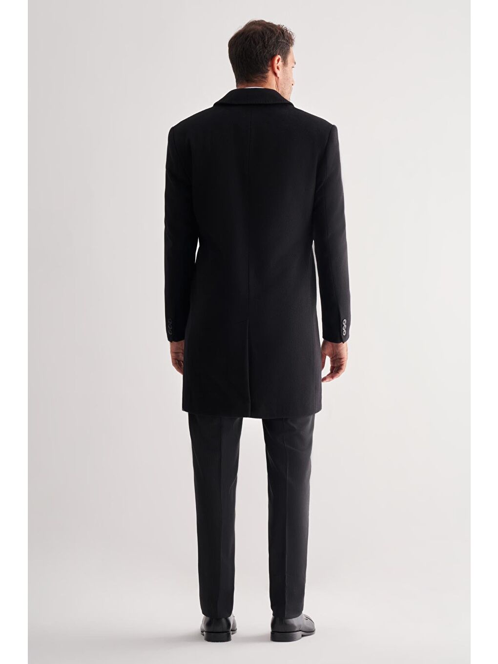Siyah 110 Cm Kaşe Düz Sırt Kapitoneli Astar Comfort Fit Classic Palto 1005245154-4